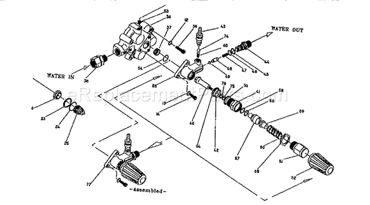Pump Assembly Diagram and Parts List for 580751781  Craftsman Pressure Washer