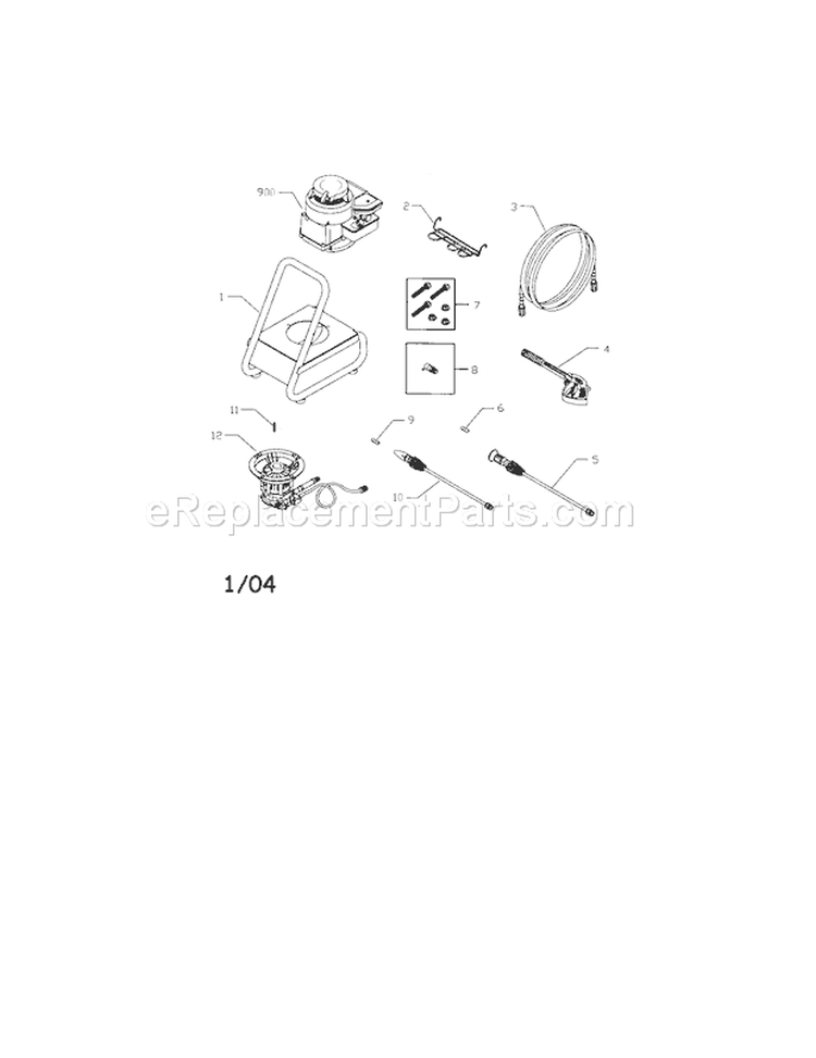 Main Unit Diagram and Parts List for 580752000  Craftsman Pressure Washer