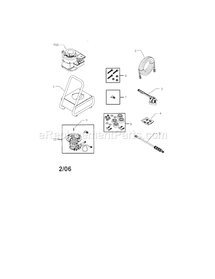 Main Unit Diagram and Parts List for 580752011  Craftsman Pressure Washer
