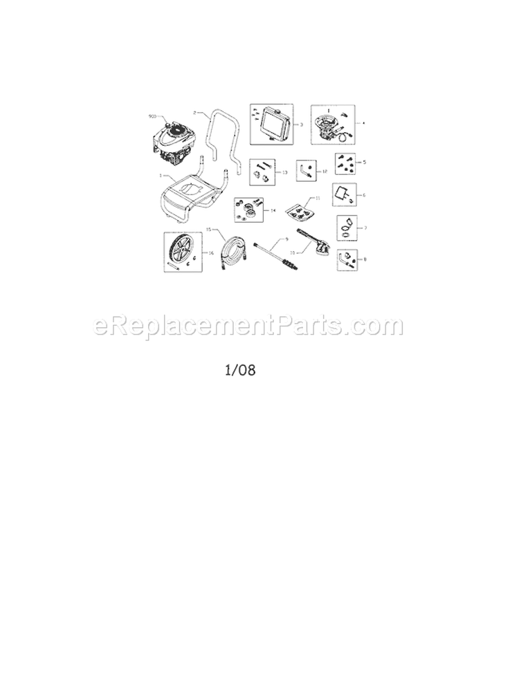 Pressure Washer Diagram and Parts List for 580752051  Craftsman Pressure Washer