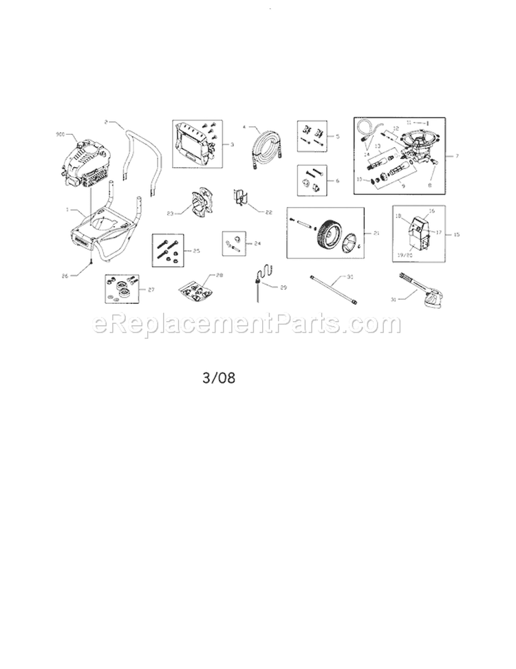 Pressure Washer Diagram and Parts List for 580752220  Craftsman Pressure Washer