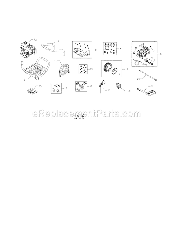 Pressure Washer Diagram and Parts List for 580752290  Craftsman Pressure Washer