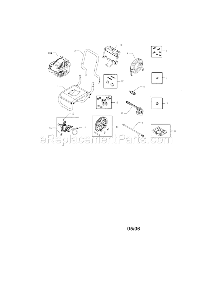 Main Unit Diagram and Parts List for 580752342  Craftsman Pressure Washer