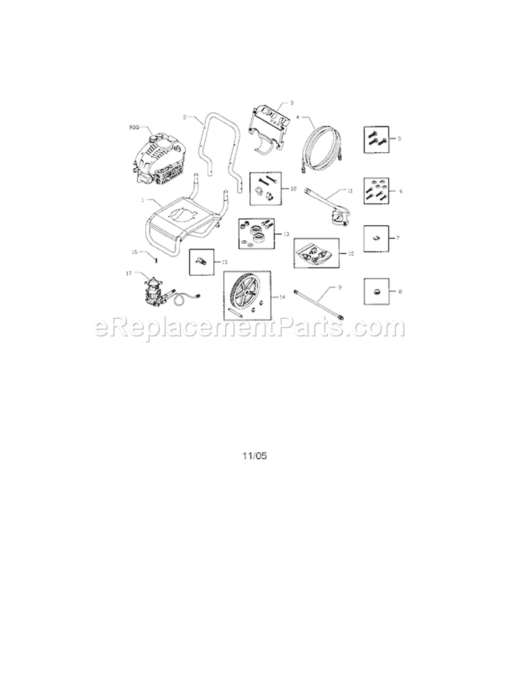 Main Unit Diagram and Parts List for 580752410  Craftsman Pressure Washer
