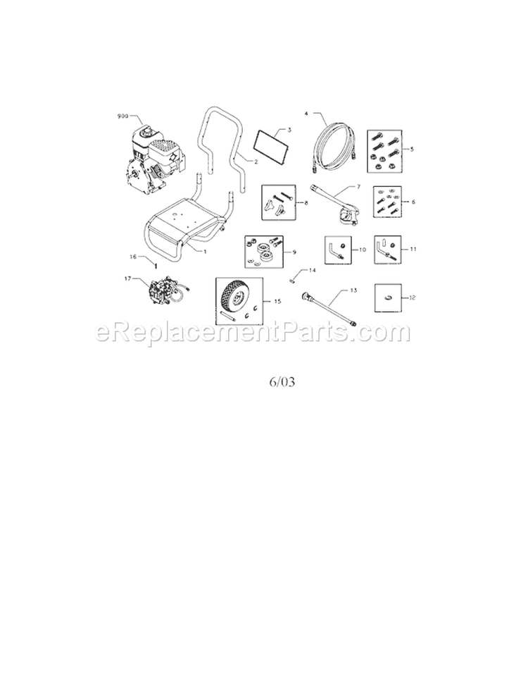Main Units Diagram and Parts List for 580752550  Craftsman Pressure Washer