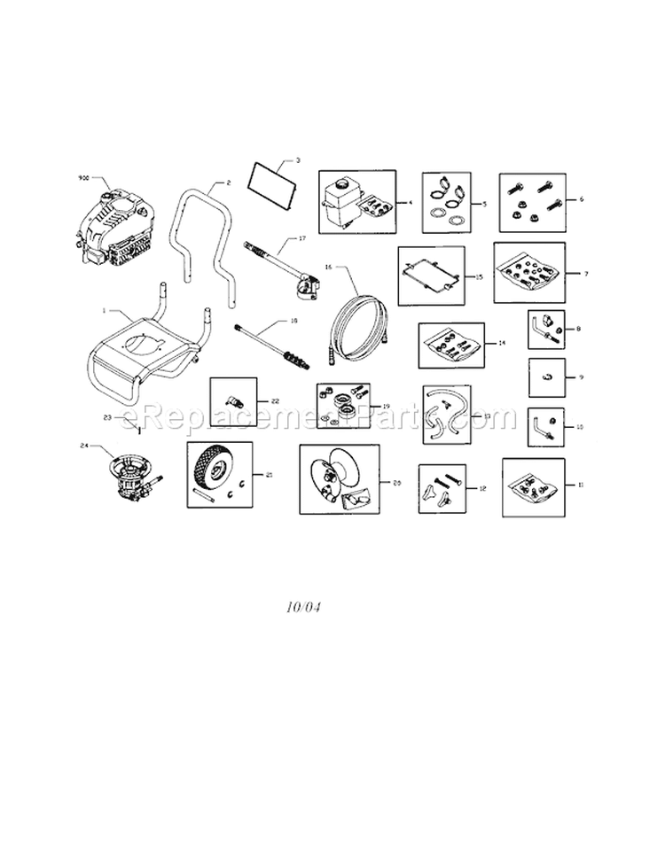 Main Unit Diagram and Parts List for 580752700  Craftsman Pressure Washer
