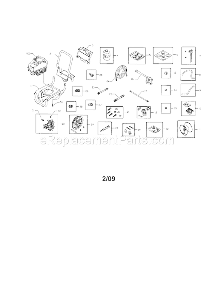 Main Unit Diagram and Parts List for 580752820  Craftsman Pressure Washer