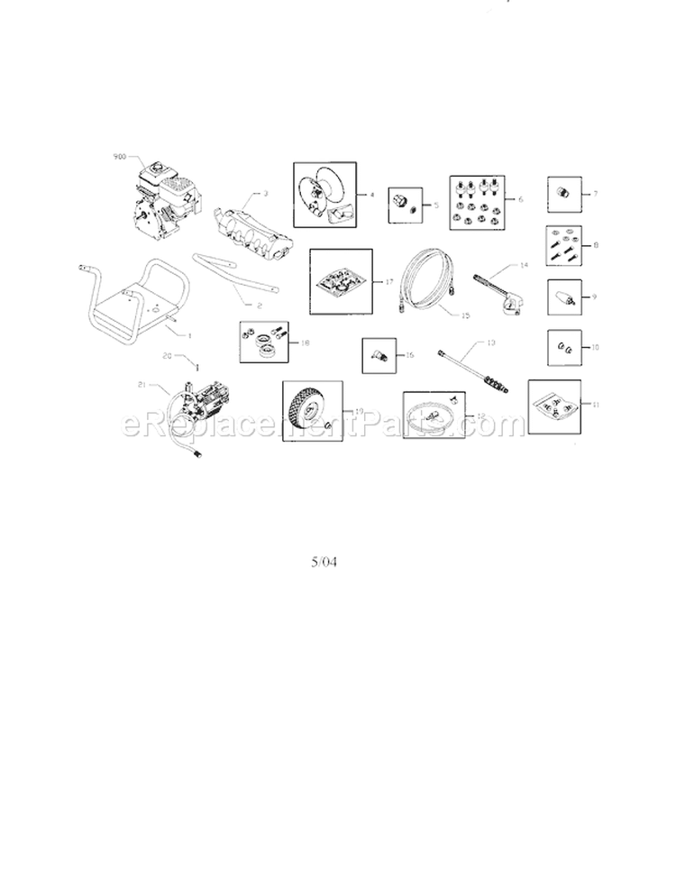 Main Unit Diagram and Parts List for 580753000  Craftsman Pressure Washer