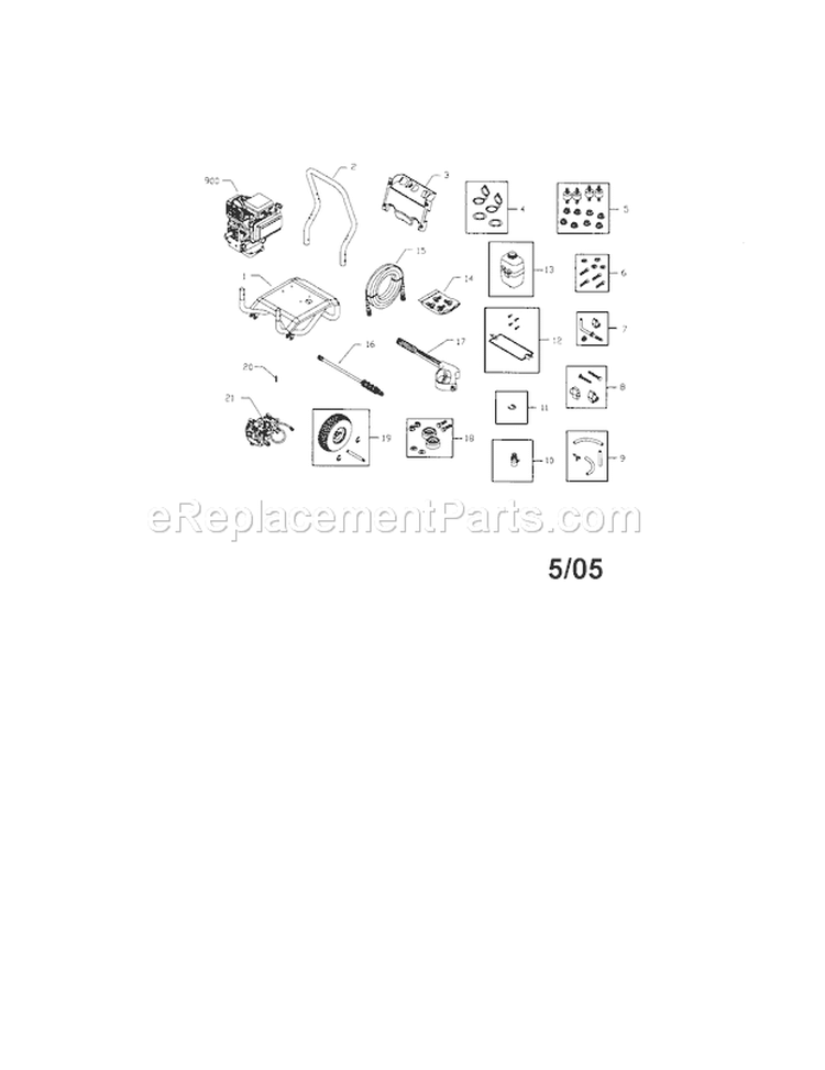Main Unit Diagram and Parts List for 580753010  Craftsman Pressure Washer