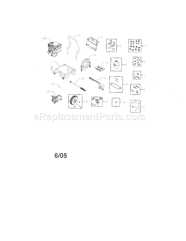 Main Unit Assembly Diagram and Parts List for 580753011  Craftsman Pressure Washer