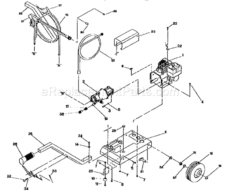 Main Assembly Diagram and Parts List for 580757350  Craftsman Pressure Washer
