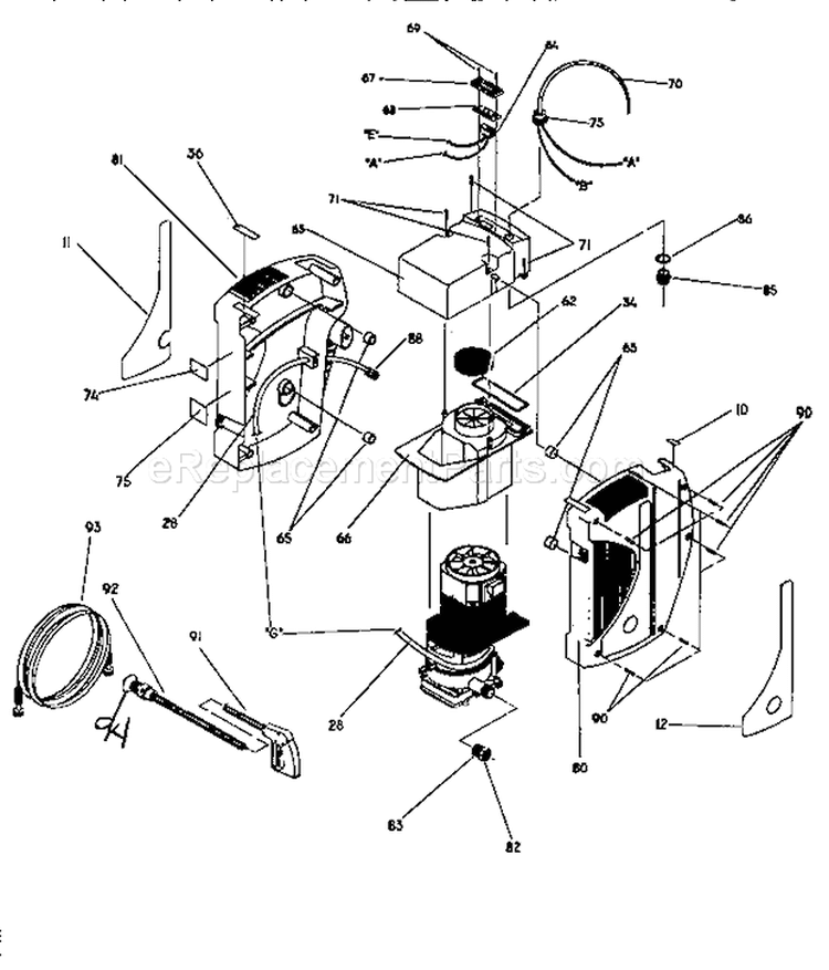 Motor Housing Assembly Diagram and Parts List for 580760200  Craftsman Pressure Washer