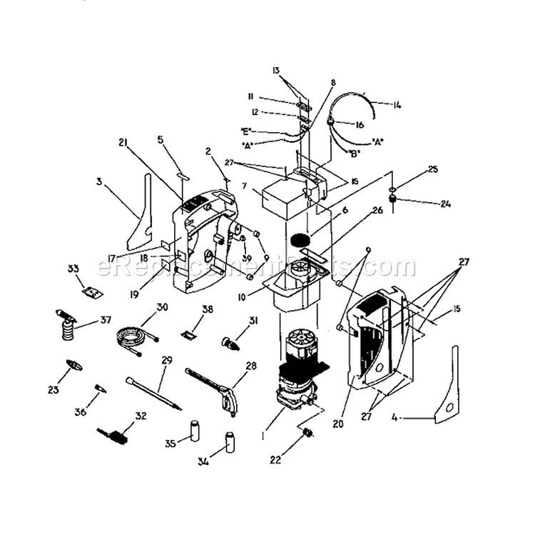 Main Unit Diagram and Parts List for 580760271  Craftsman Pressure Washer