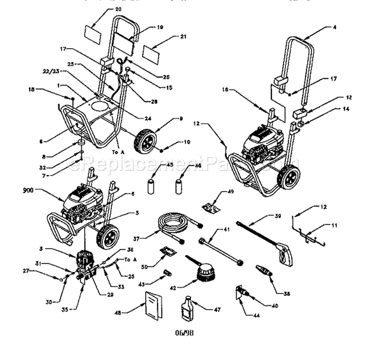 Page A Diagram and Parts List for 580762200  Craftsman Pressure Washer