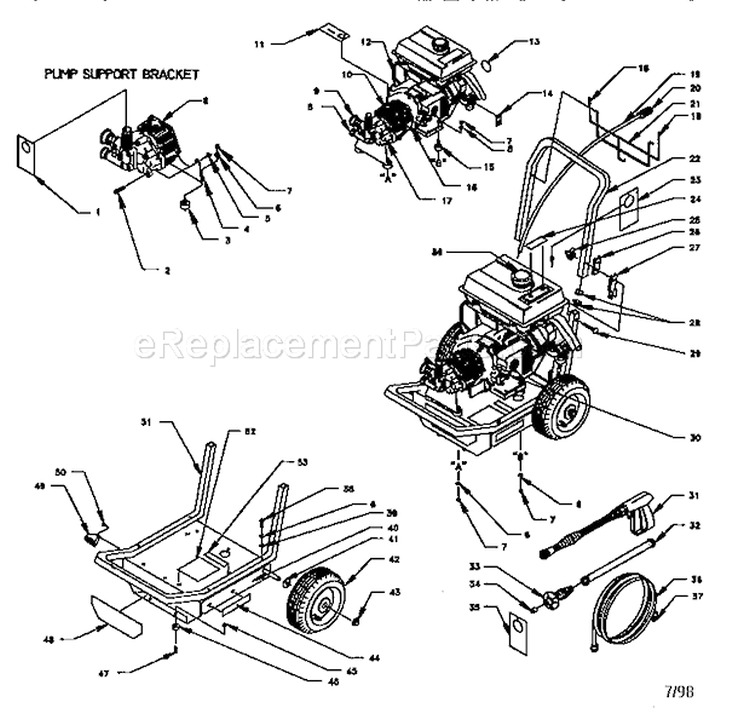 2600 Psi Hi Press Washer Diagram and Parts List for 580762601  Craftsman Pressure Washer