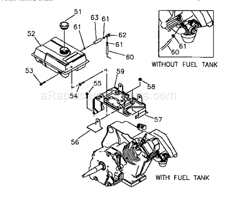 Fuel Tank Diagram and Parts List for 580762601  Craftsman Pressure Washer
