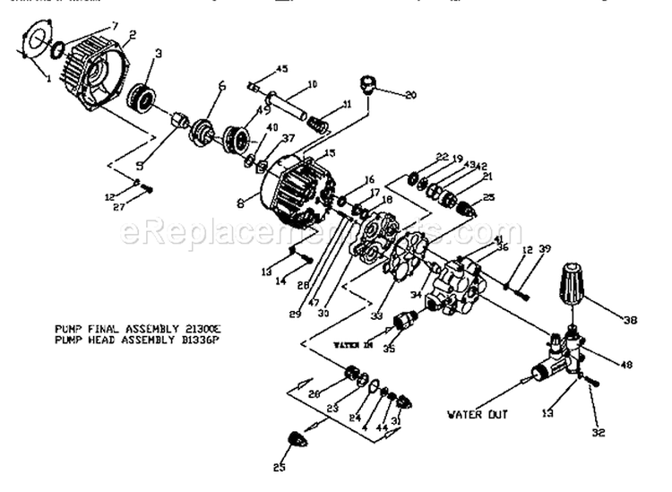 Pump Assembly Diagram and Parts List for 580762601  Craftsman Pressure Washer