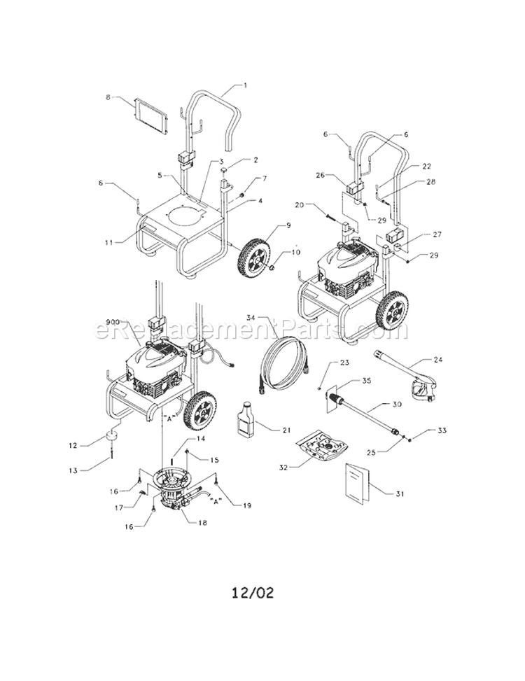 Page A Diagram and Parts List for 580767101  Craftsman Pressure Washer