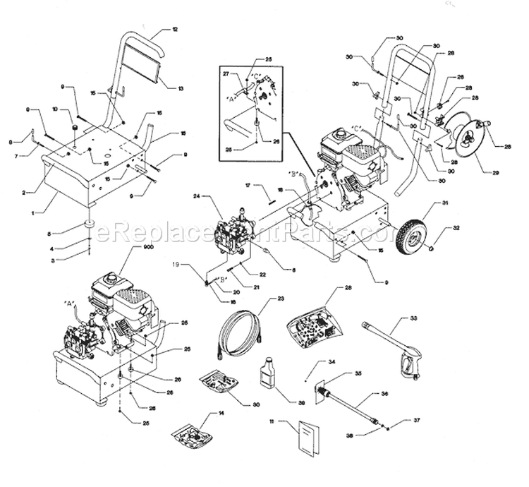 Power Washer Diagram and Parts List for 580767301  Craftsman Pressure Washer