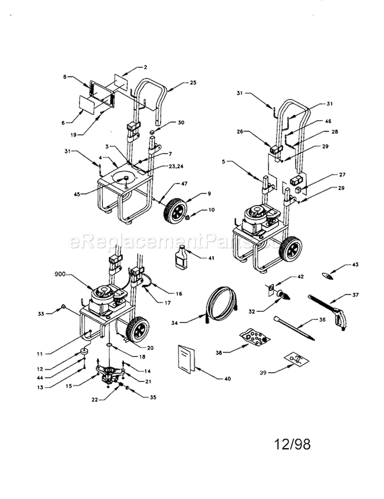Main Unit Diagram and Parts List for 580768000  Craftsman Pressure Washer