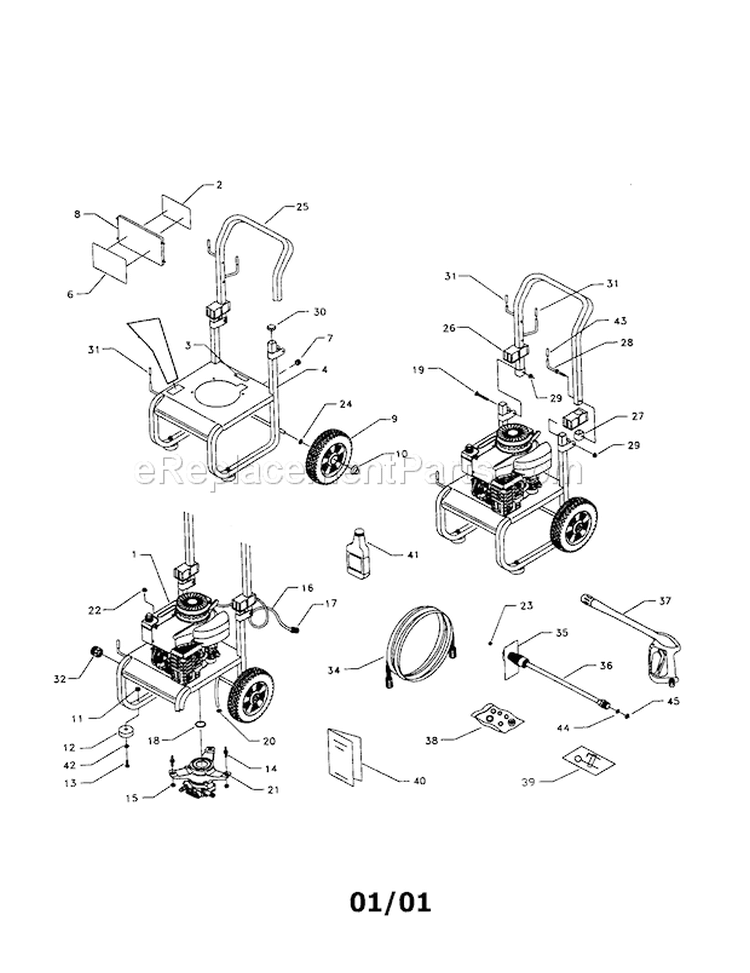 Main Unit Diagram and Parts List for 580768311  Craftsman Pressure Washer