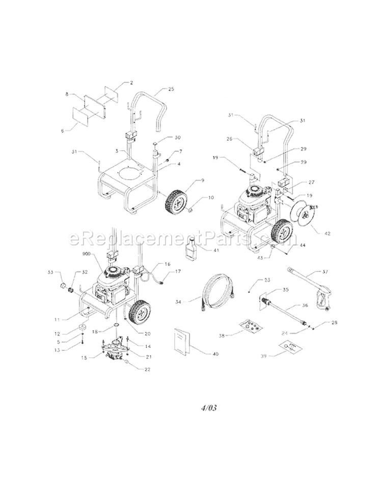 Main Unit Diagram and Parts List for 580768328  Craftsman Pressure Washer