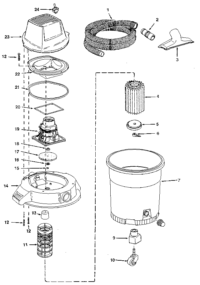 Unit Diagram and Parts List for 113177760  Craftsman Utility Vacuum