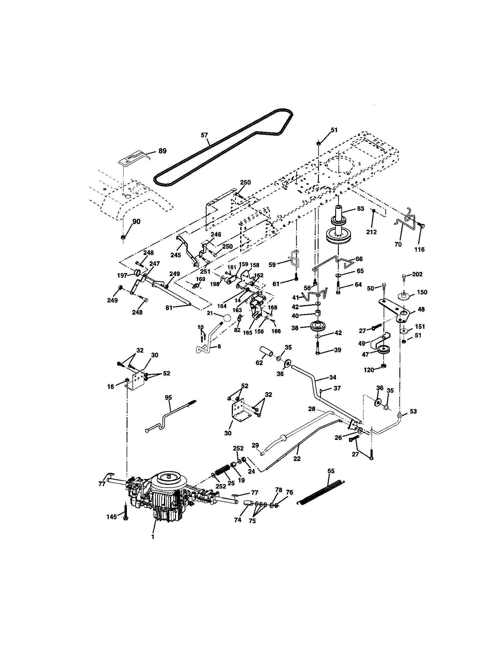 Ground Drive Diagram and Parts List for 917271644  Craftsman Lawn Tractor