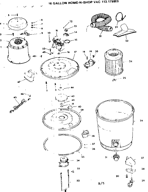 Unit Diagram and Parts List for 113179800  Craftsman Filters & Accessories