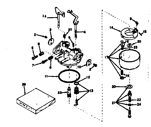 Carburetor Diagram and Parts List for 143629072  Craftsman Engine