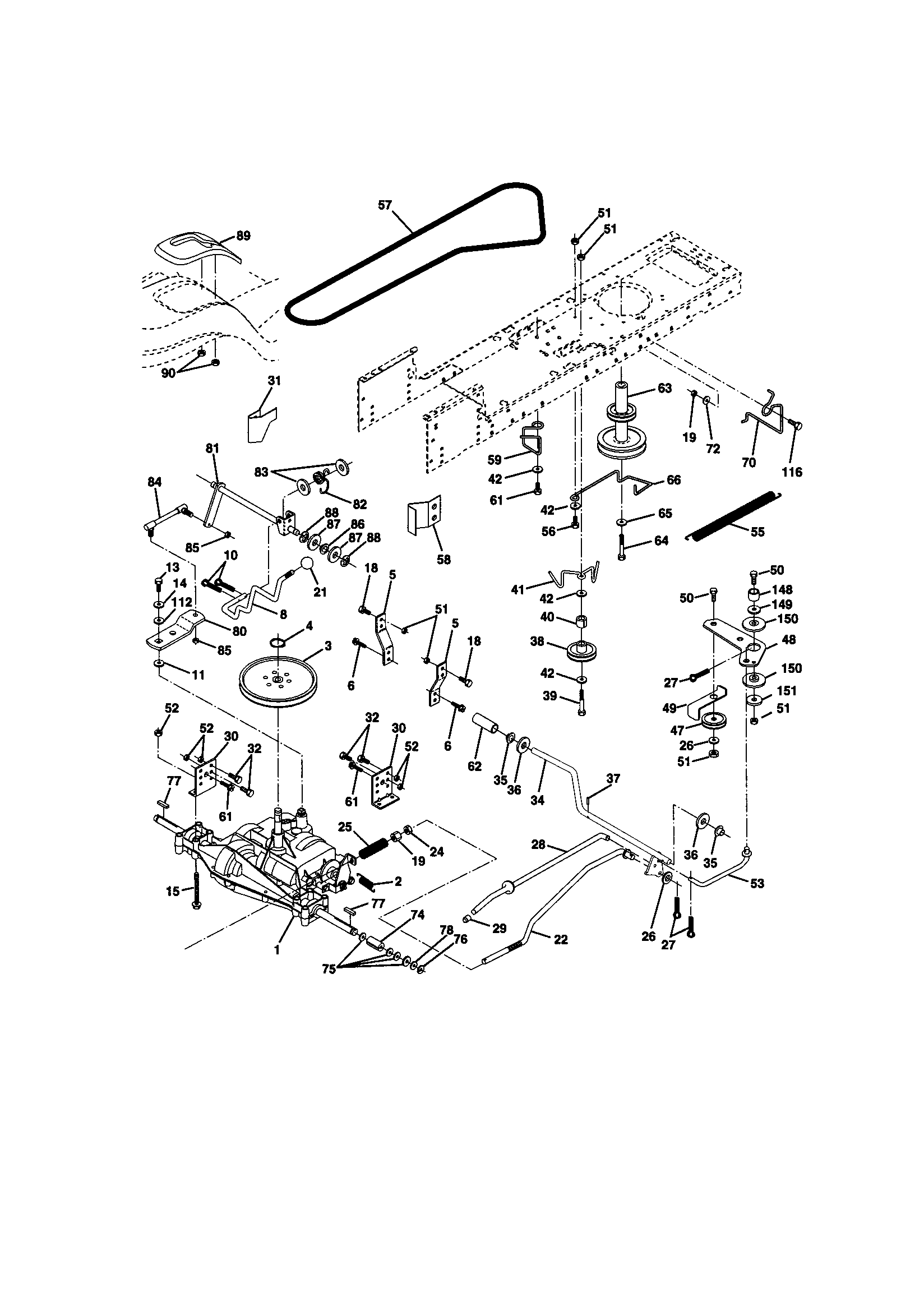 Ground Drive Diagram and Parts List for 917271012  Craftsman Lawn Tractor