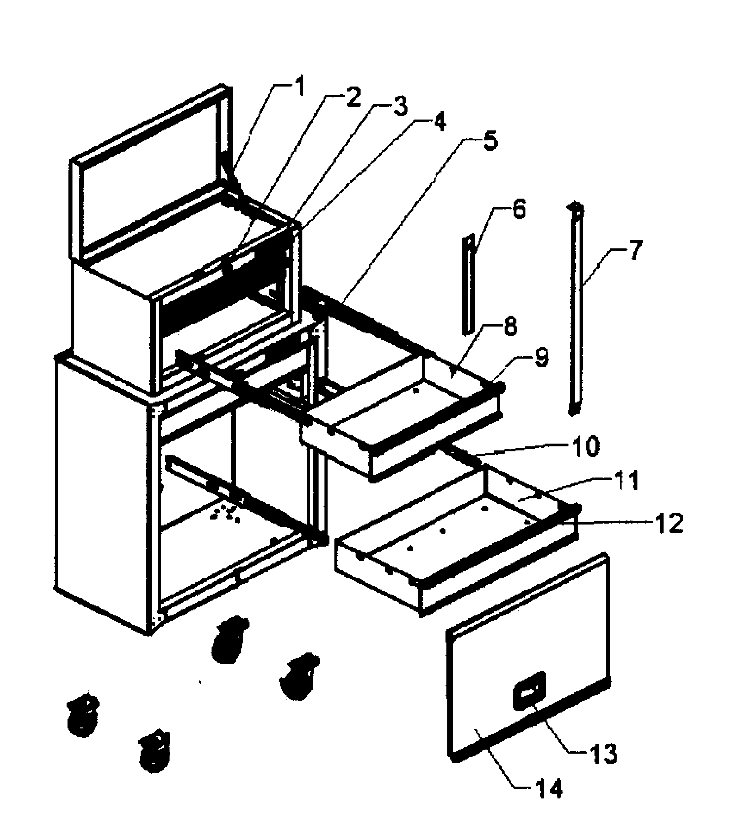 Cabinet Parts Diagram and Parts List for 706333920  Craftsman Tool Stand & Cart