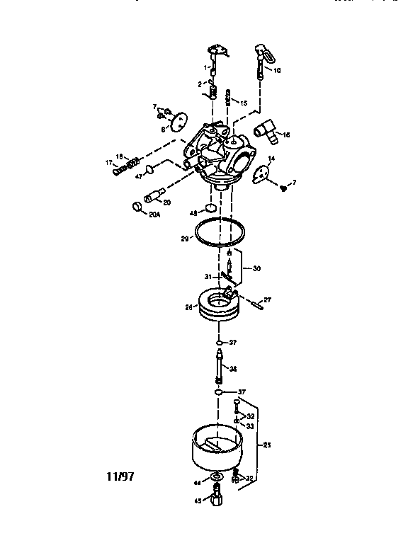 Carburetor 64105 Diagram and Parts List for 14364105  Craftsman Lawn Mower