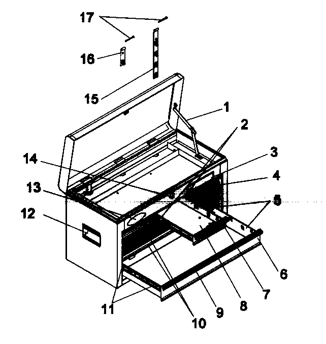 Chest Diagram and Parts List for 706618054  Craftsman Tool Stand & Cart