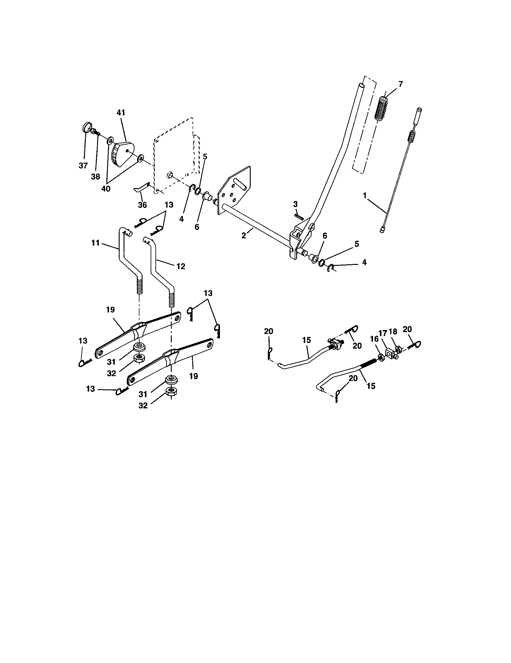 Lift Assembly Diagram and Parts List for 917274032  Craftsman Lawn Tractor