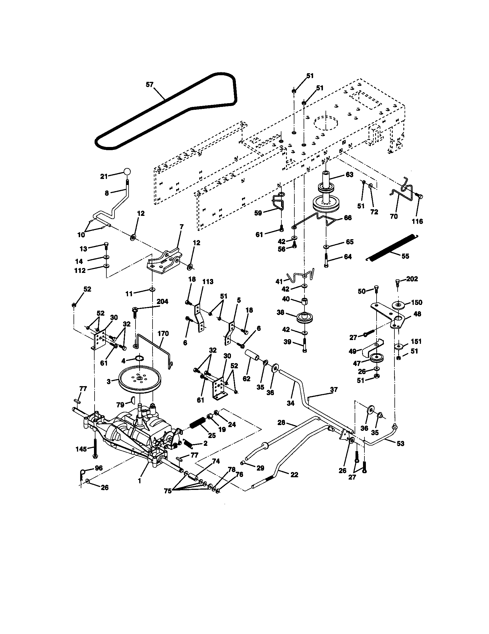 Ground Drive Diagram and Parts List for 917270531  Craftsman Lawn Tractor