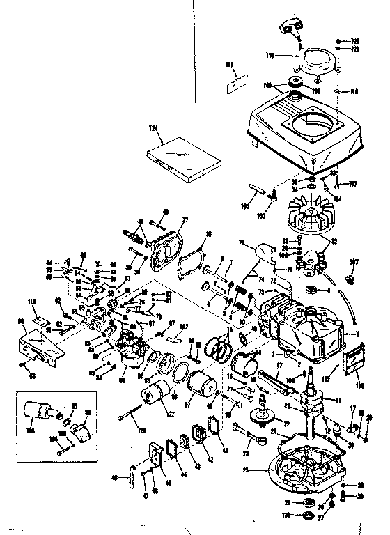 Basic Engine Diagram and Parts List for 14343202  Craftsman Engine