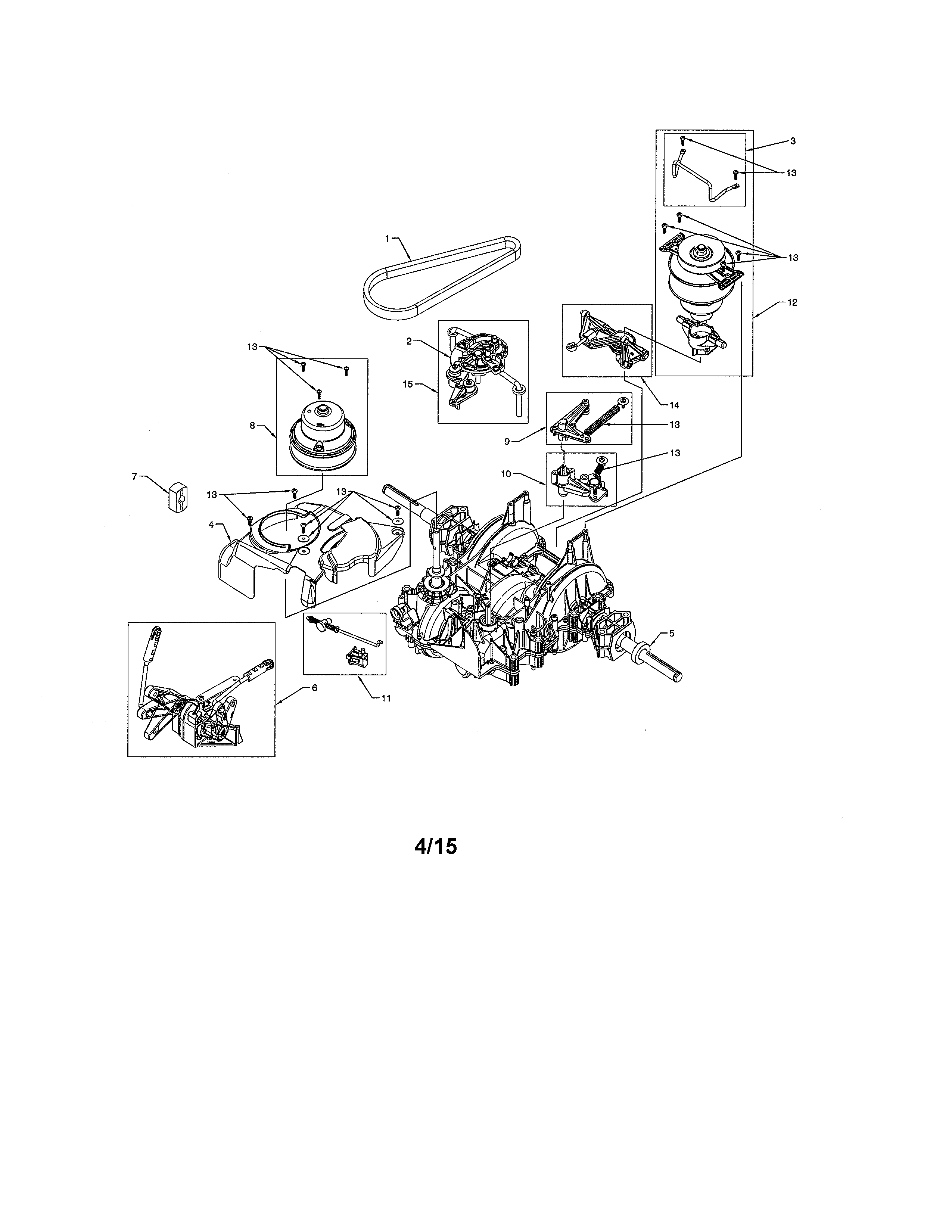 Transaxle Diagram and Parts List for 917250821  Craftsman Lawn Tractor