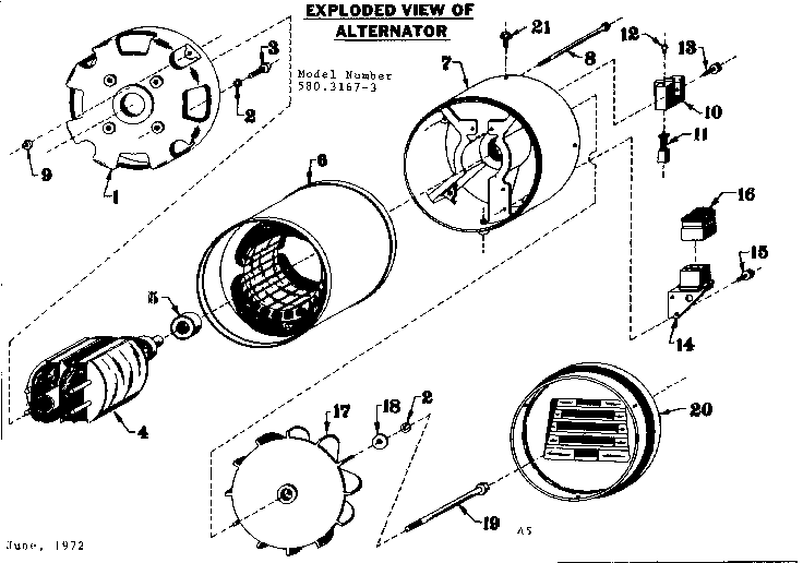 Stator Assembly Diagram and Parts List for 5803167-3  Craftsman Engine