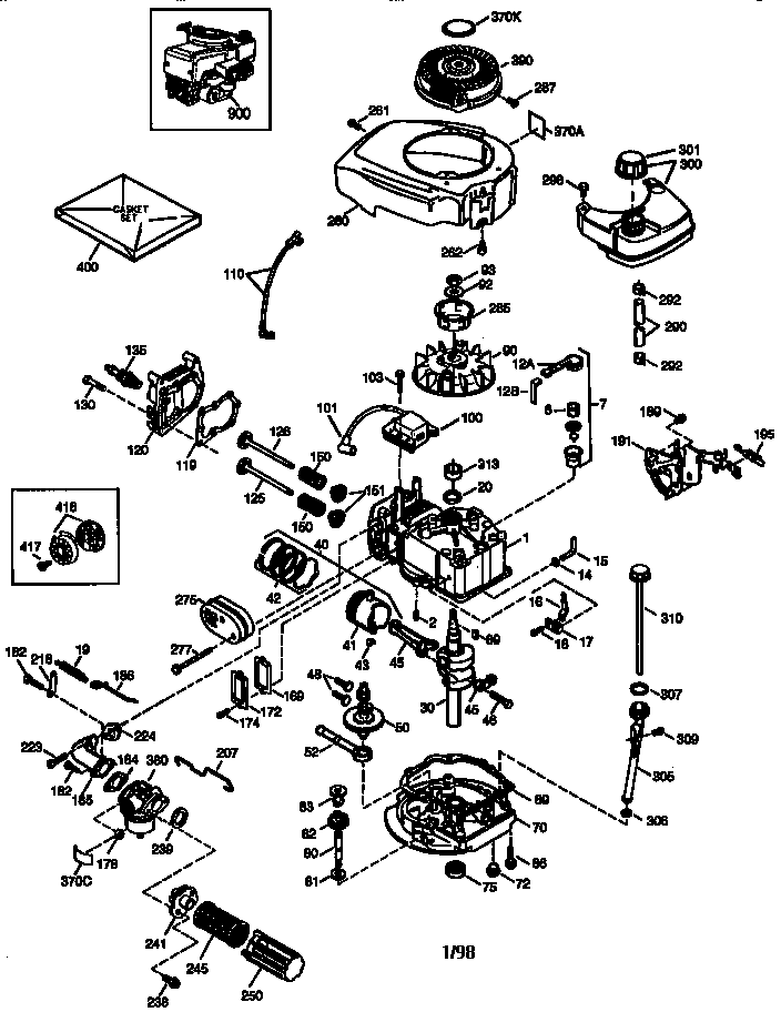 Engine 143.985014 Diagram and Parts List for 143985014  Craftsman Engine