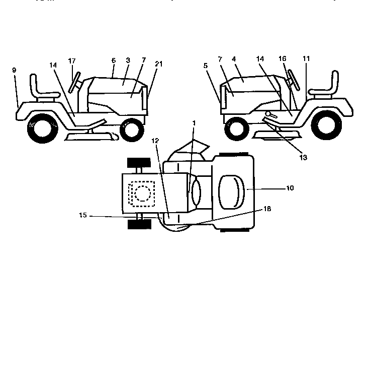Decals Diagram and Parts List for 917258473  Craftsman Lawn Tractor