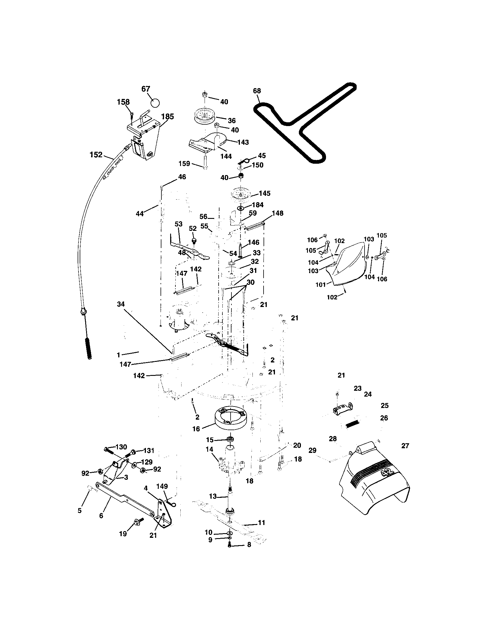 Mower Deck Diagram and Parts List for 917273372  Craftsman Lawn Tractor