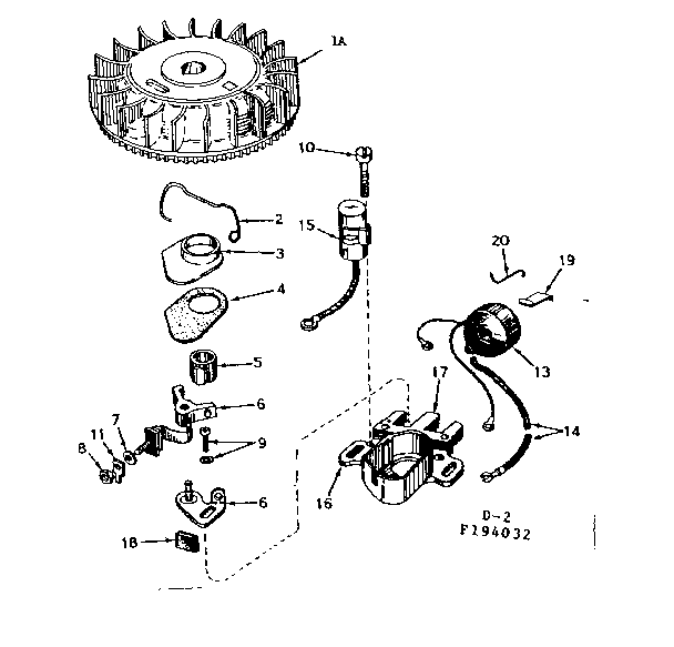 Magneto Diagram and Parts List for 143194032  Craftsman Engine