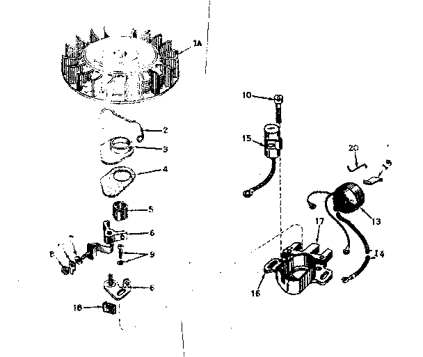 Magneto Diagram and Parts List for 143174152  Craftsman Engine