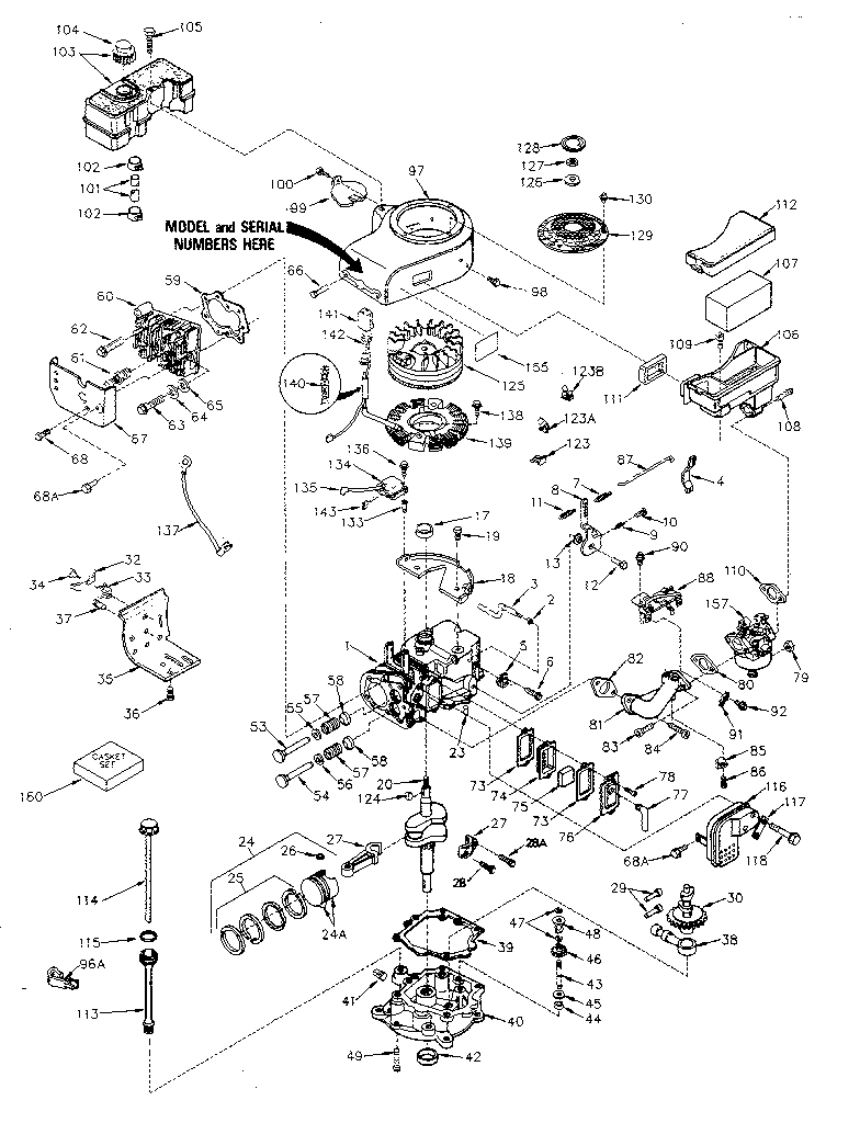 Engine Diagram and Parts List for 143386062  Craftsman Engine