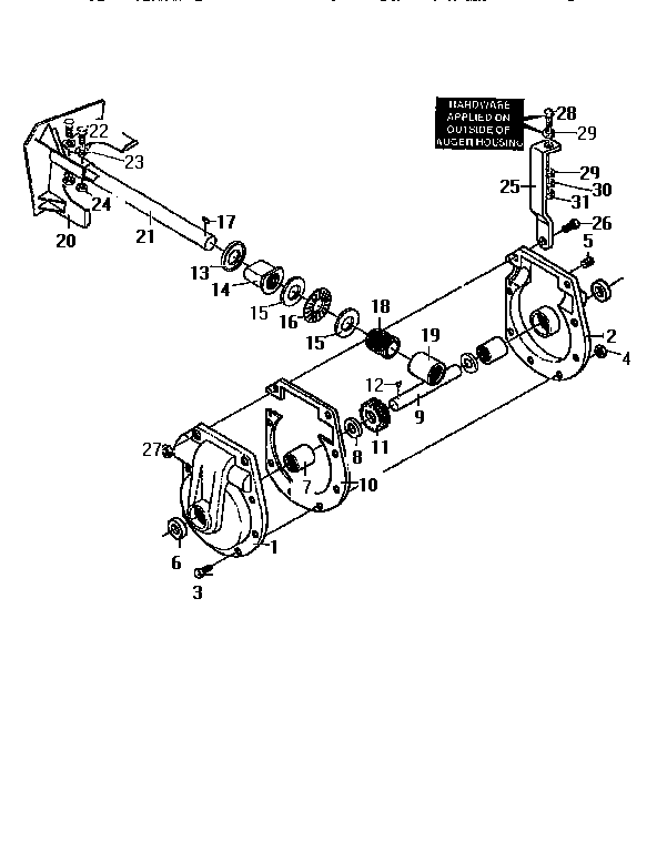 Gear Case Diagram and Parts List for 536886380  Craftsman Snow Blower