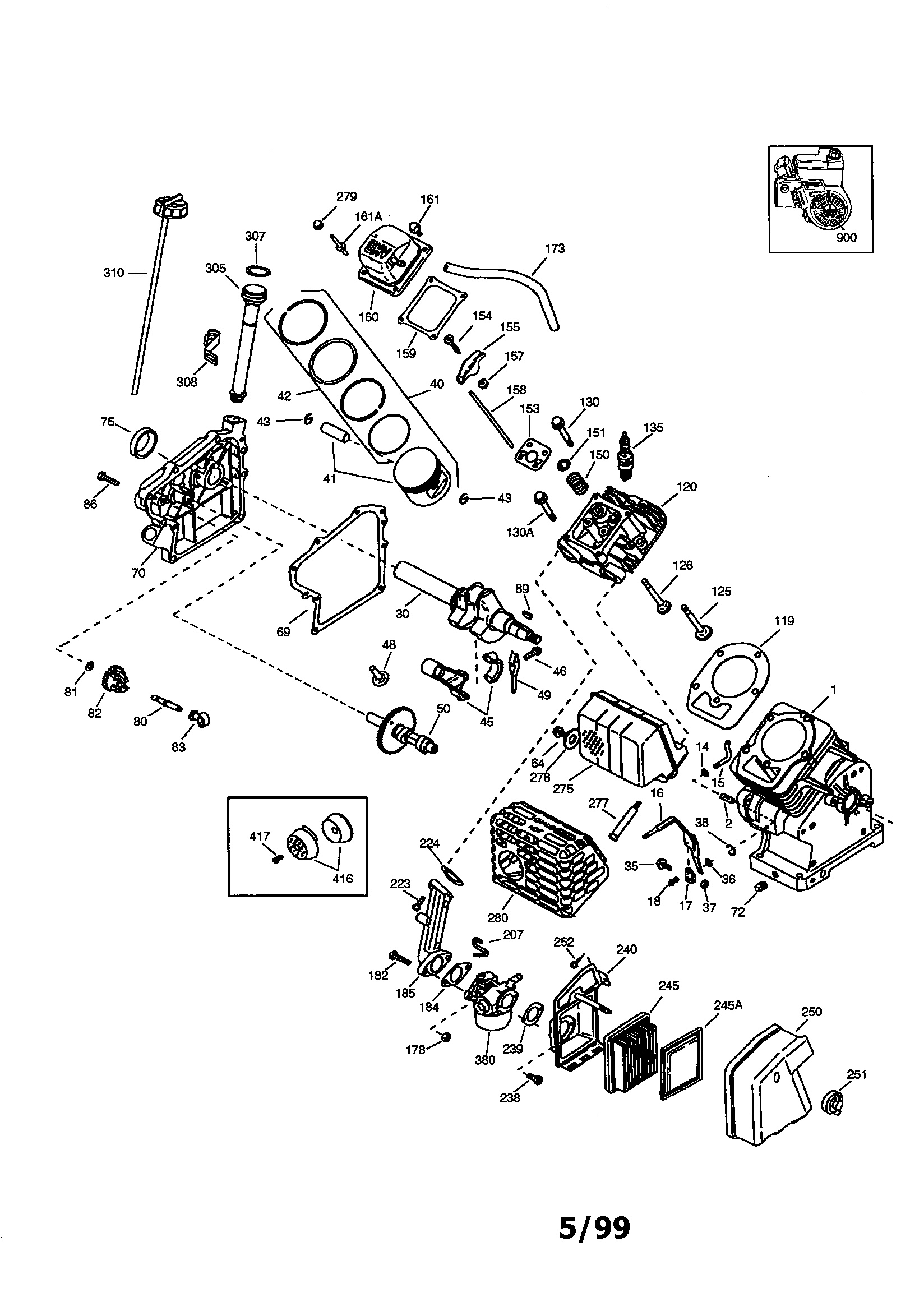 Craftsman 4-cycle Engine Diagram and Parts List for 143966501  Craftsman Engine