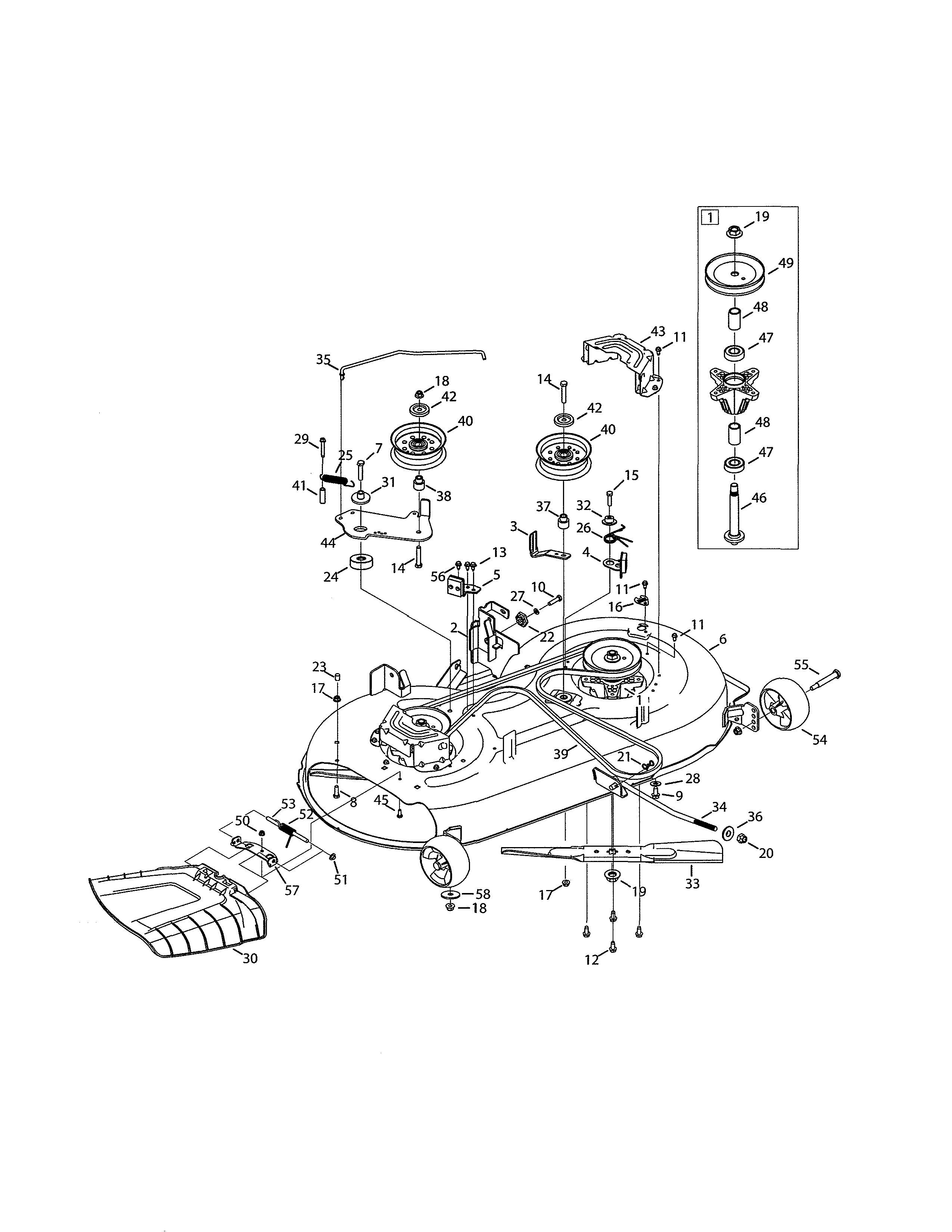 Deck/spindle Pulley Diagram and Parts List for 247203726  Craftsman Lawn Tractor