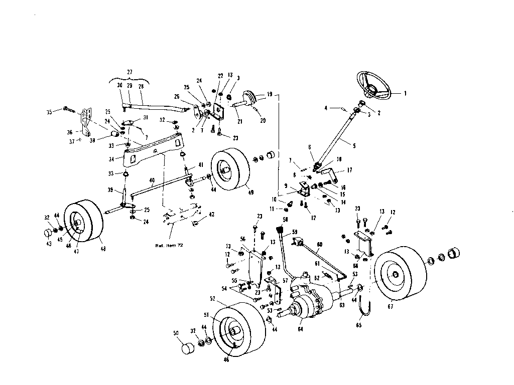 Steering And Front Axle Diagram and Parts List for 536963700  Craftsman Lawn Mower