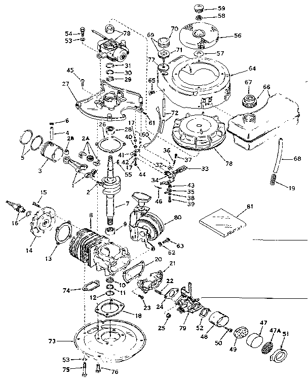Basic Engine Diagram and Parts List for 200203182  Craftsman Engine